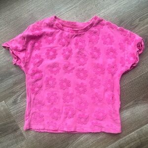George Bright Pink Floral Textured Short Sleeve Tee